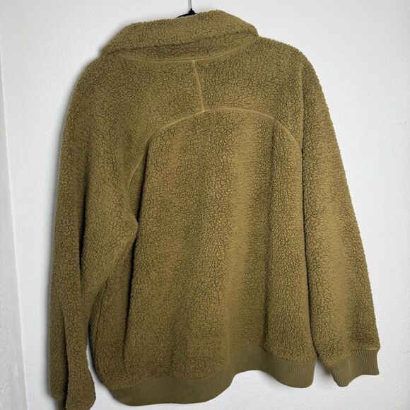 Athleta Women's XL Fuzzy Sherpa Green Jacket Outdoor Cozy - Picture 2 of 4